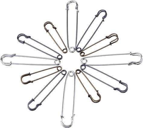 12 Pieces Extra Large Safety Pins Stainless Steel Heavy Duty Safety ...