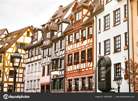 Traditional house in the German style in Nuremberg. European ...