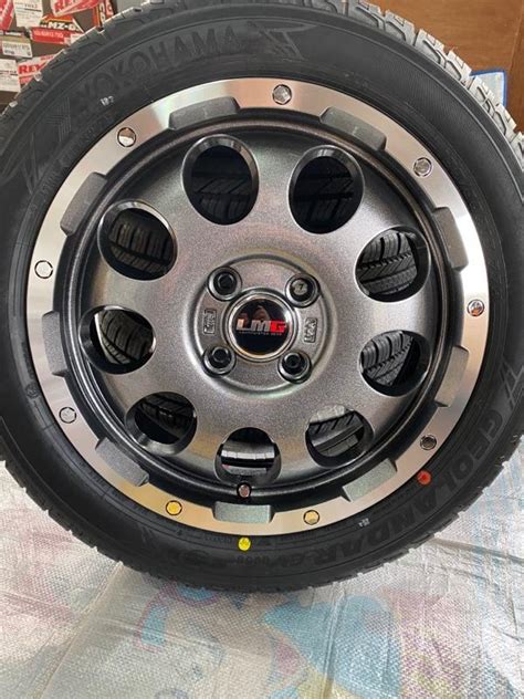 【について】 155/65R14 14インチ LEHRMEISTER LMG shuriken グロスブラック/レッドリム 4.5J 4.50 ...