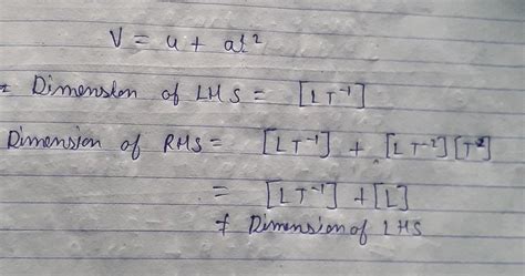 Check the physical relation dimensionally correct v = u+at² - Brainly.in