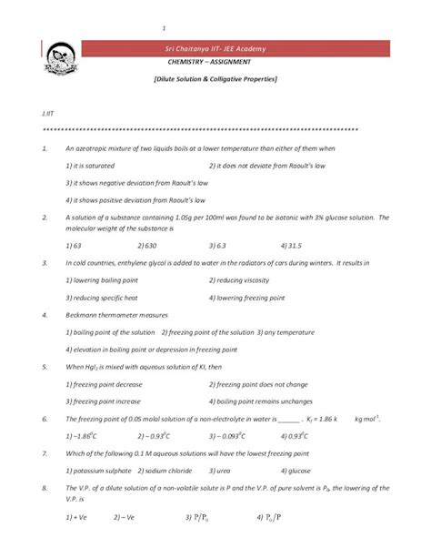 Image result for Colligative Properties Assignment