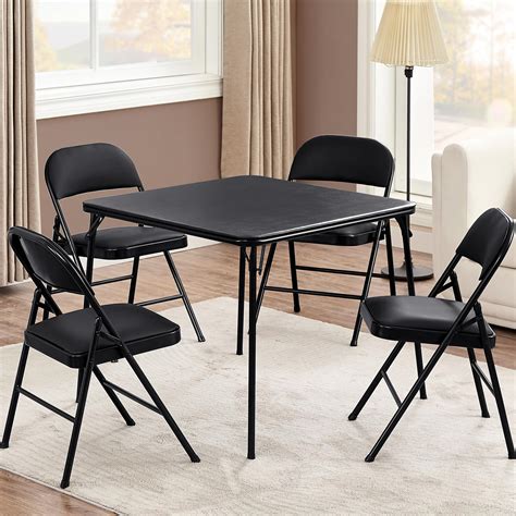 VECELO Portable Folding Card Table Square and Chair Sets with ...