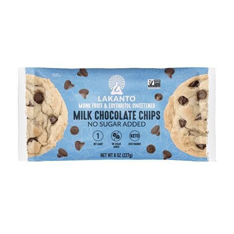 Lakanto Milk Chocolate Chips, Monk Fruit & Erythritol, 8 oz Pack ...