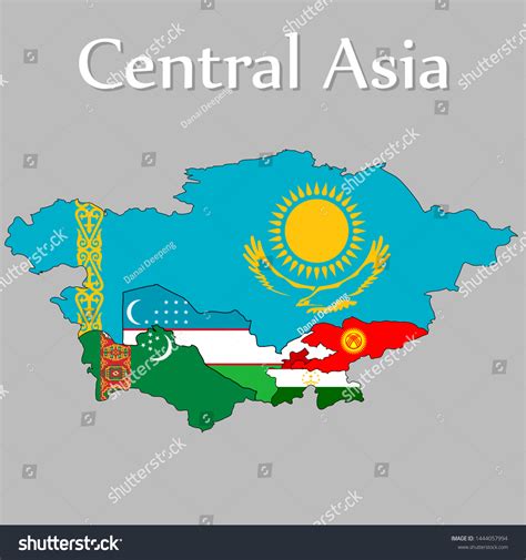 Central Asia Map Displayed National Flag: Vector có sẵn (miễn phí bản ...