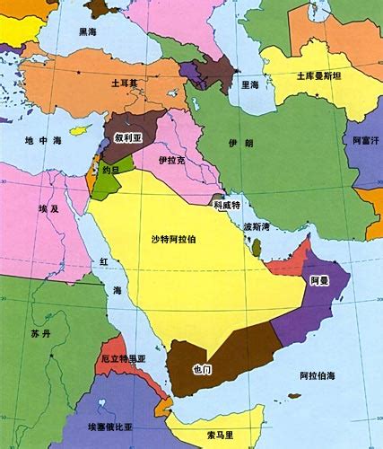 中东地图高清中文版_中东地区地图 - 随意贴