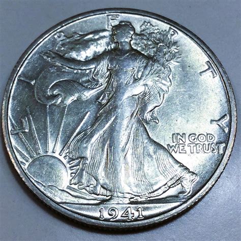 1941-S Uncirculated Walking Liberty Half Dollar Beautiful Coin Rare ...