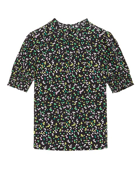 Buy Ditsy Floral High Neck Short Sleeve Top at Marks & Spencer