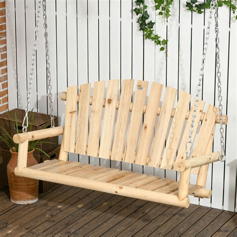 Outsunny 2-Seater Porch Swing, Hanging Outdoor Swing Bench with Metal ...