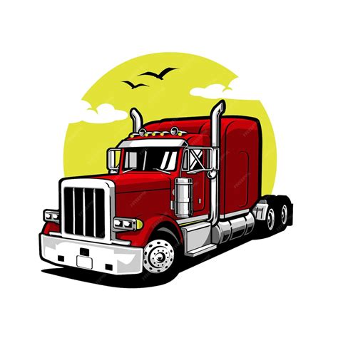 Premium Vector | Semi truck big rig 18 wheeler vector art illustration ...