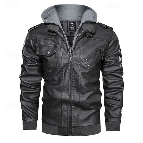 Men's Faux Leather Jacket Biker Jacket Motorcycle Jacket Outdoor Daily ...