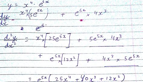 second order derivative of x^4.e^5x - Brainly.in