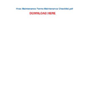 Fillable Online Hvac Maintenance Forms Maintenance Checklist Fax Email ...