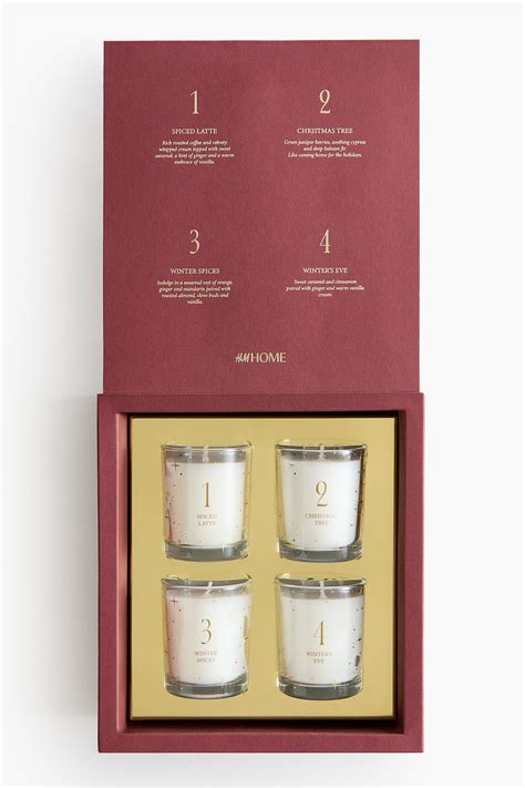 Red Gift-boxed 4-pack scented candles at H&M Home | H&M IN