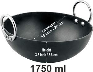 VeerEnterprises Ms Pure Iron / Loha Deep Frying 10 Inches Kadhai 25 cm ...