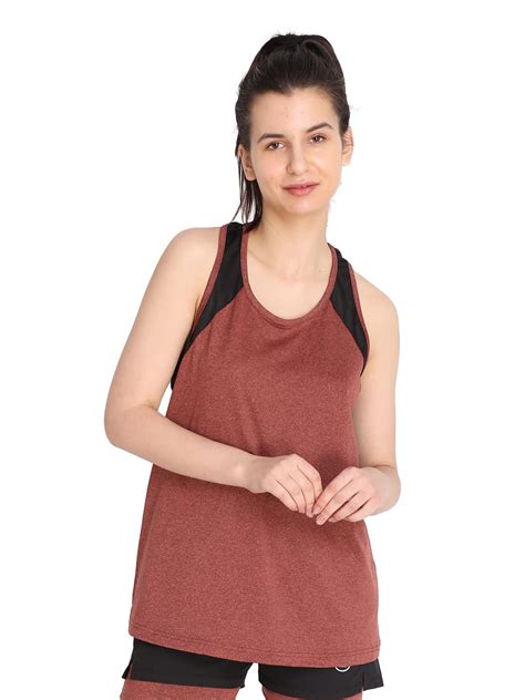 CHKOKKO Women Gym Tank Tops Sleeveless Sports Vest Rust XS : Amazon.in ...