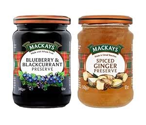 Mackays Blueberry And Blackcurrant Preserve & Spiced Ginger Preserve ...