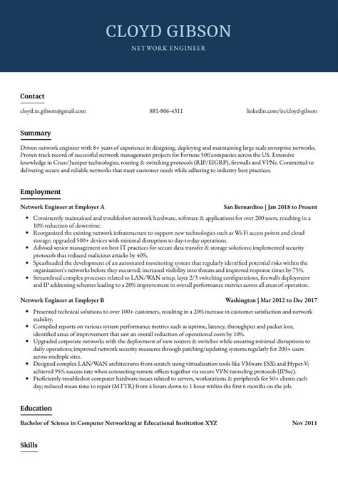 Image result for Networking Resume Examples
