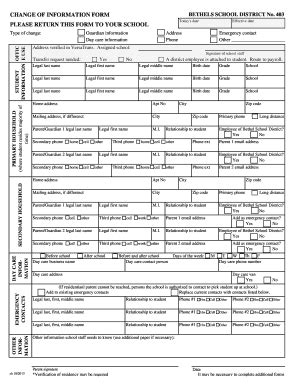 Change Of Info Form.xlsx - Bethel School District - Media Bethelsd ...