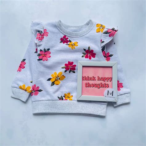 Max Baby Girls Floral Printed Fleece Sweatshirt -Grey Floral | Maitreyee