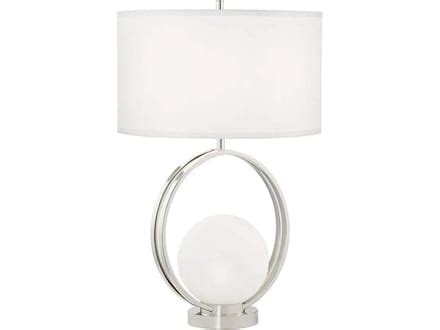 Polished NIckel Circle With Nite Lite Table Lamp 27"H | Steinhafels