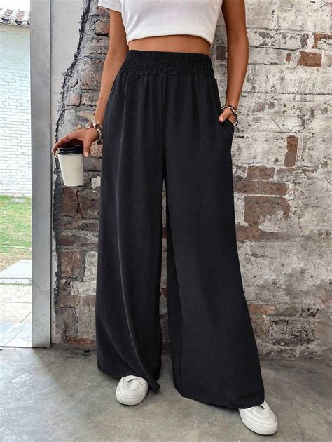 Flirla Elastic Waist Wide Leg Pants | SHEIN EUR