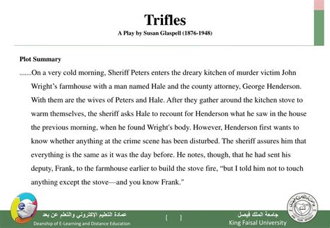 PPT - American Drama: A One-act Play "Trifles" by Susan Glaspell ...