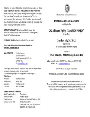 Fillable Online Entry Form - Canuck Dogs Fax Email Print - pdfFiller