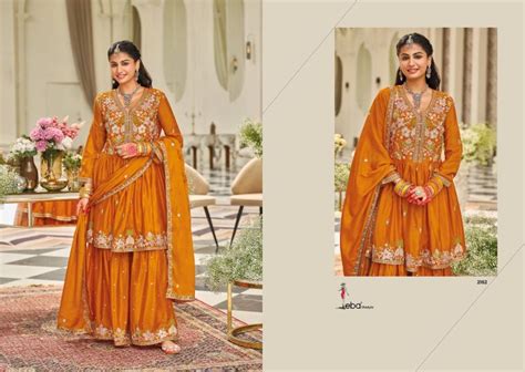 Eba Lashkara Chinon Embroidery Work Designer Top Bottom And Dupatta