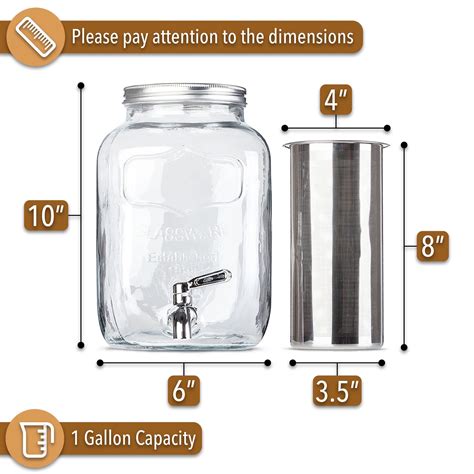 Buy BTaT- Cold Brew Coffee Maker, 1 Gallon Mason Jars Drink Dispenser ...