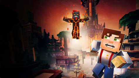 Download Minecraft Story Mode Adventure Scene Wallpaper | Wallpapers.com