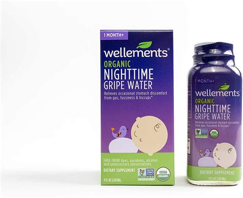 Wellements Organic Nighttime Gripe Water - 4 Fl Oz | Relieves Baby's ...