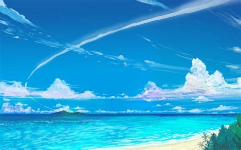 Anime Ocean Wallpaper Serene Beach Anime Original HD Wallpaper