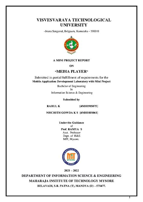 Final Report-MADLab - Mad project - I VISVESVARAYA TECHNOLOGICAL ...