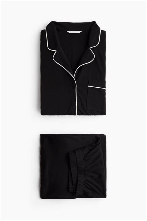 MAMA Piping-detail pyjamas - Black - Ladies | H&M IN