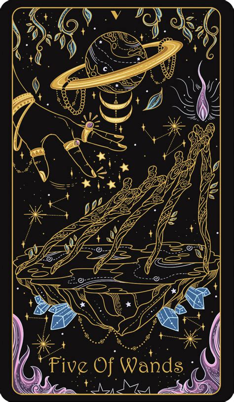 Five of Wands Tarot Card Meaning - Conflict & Creative Competition