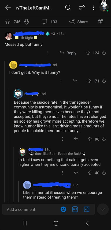 "The suicide rate of the trans community has nothing to do with bullying, therefore we should ...