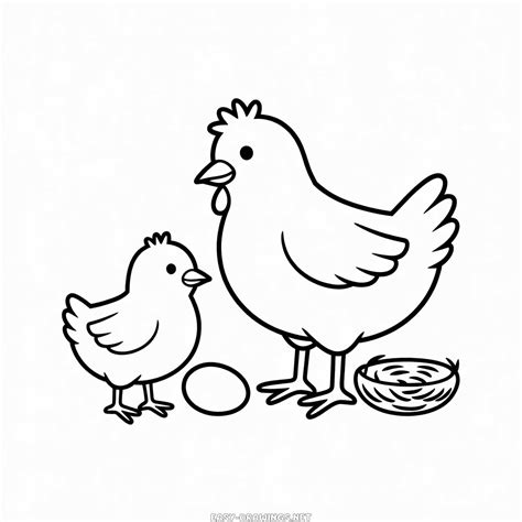 Chick and chicken Easy Drawing | Easy Drawings