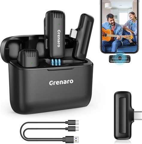 GRENARO J13 Wireless Mic Lavalier Microphone with Charging Case ...