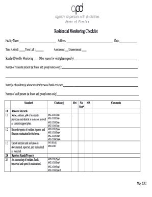 Residential Monitoring Checklist - APD - Apdcares - Fill and Sign ...