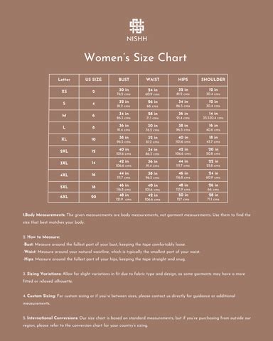 Body Measurement Size Chart – Nishh India