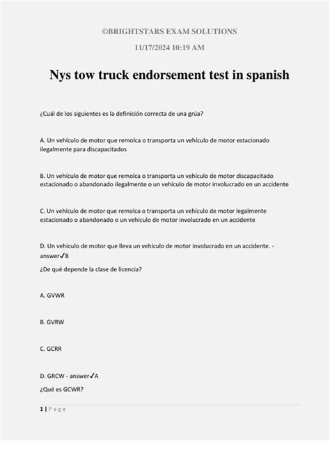 Nys tow truck endorsement test in spanish - Nys tow truck endorsement ...