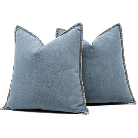 Vfuty Dusty Blue Textured Throw Pillow Cover 18x18 Set of 2 Decorative ...