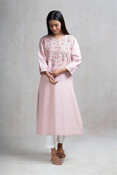 Thread Embroidered Cotton Linen Kurta – Tulsi Online