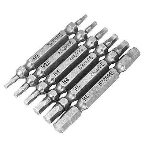 Broppe 6pcs Double Hex Head Magnetic Screwdriver Bit Set H2 H2.5 H3 H4 ...