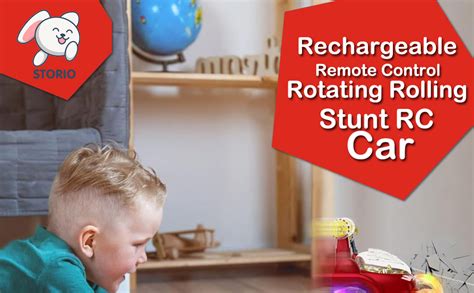 Storio Rechargeable Remote Control Rotating Rolling Stunt RC Car Toys ...