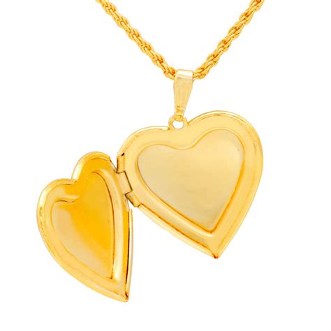 Memoir 24KT Gold Plated Chain with Heart Shaped Openable Photo Locket ...