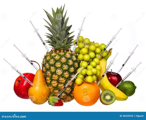 Genetically Modified Fruits Isolated on White. GMO Concept Stock Image ...