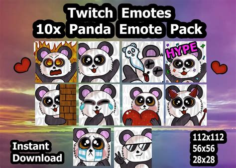 Buy 10x Panda Twitch Emote for Streamer / Sub Emoji / 112x112 56x56 ...
