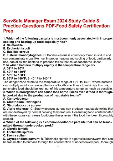 ServSafe Manager Exam 2024 Study Guide & Practice Questions PDF-Food ...