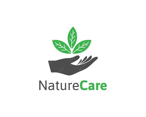 Premium Vector | Nature care logo with leaf and hand illustration